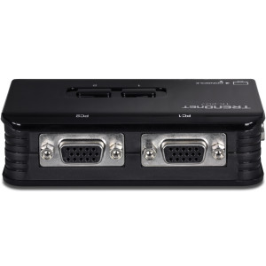 TRENDnet TK-207K 2-Port Desktop KVM Switch, 2048 x 1536 resolution, 2 USB 2.0, 1 x VGA/SVGA HDB 15-pin (Female)